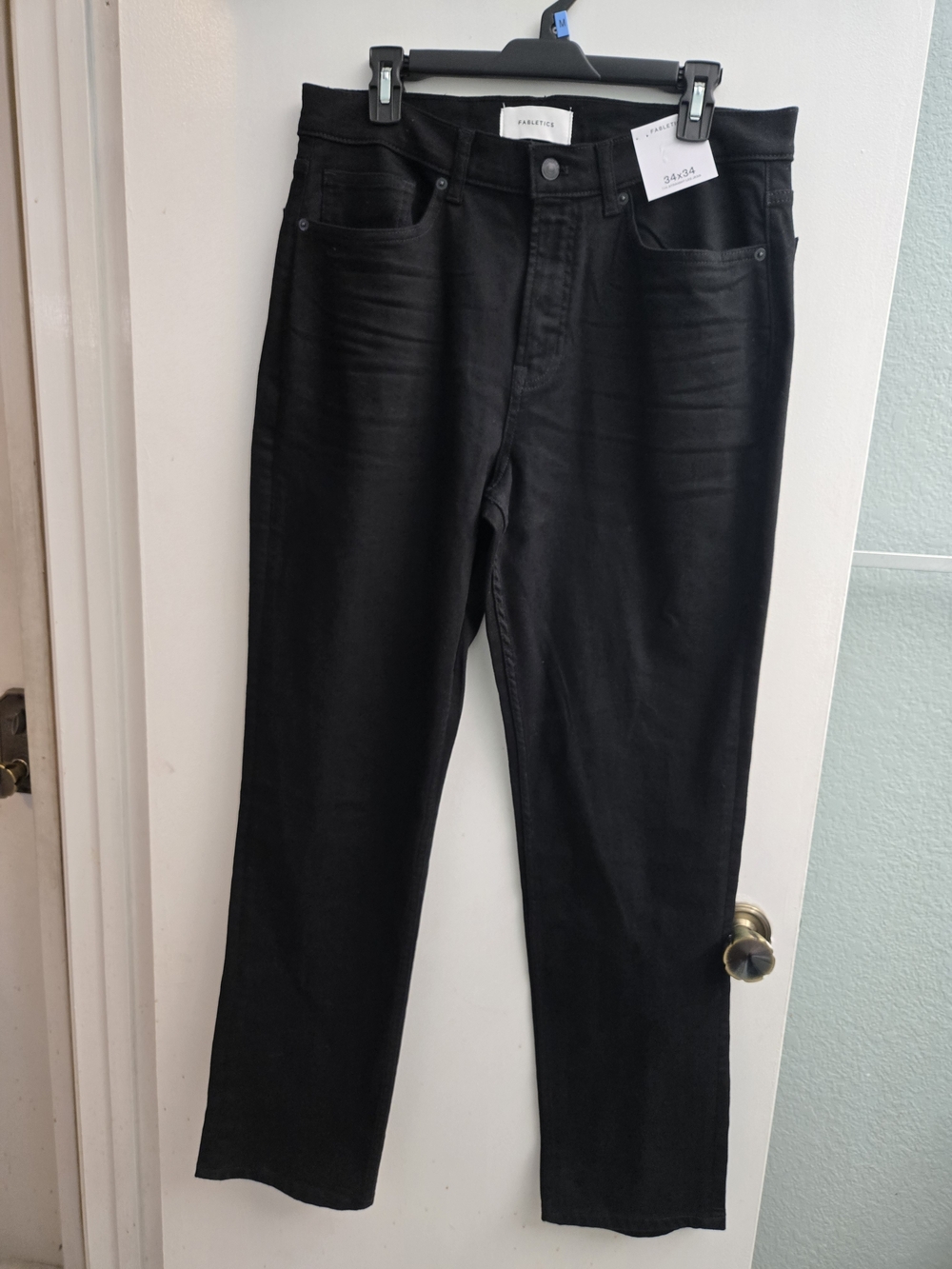 Fabletics Men's Black Jeans Straight Leg 34x34 Brand New